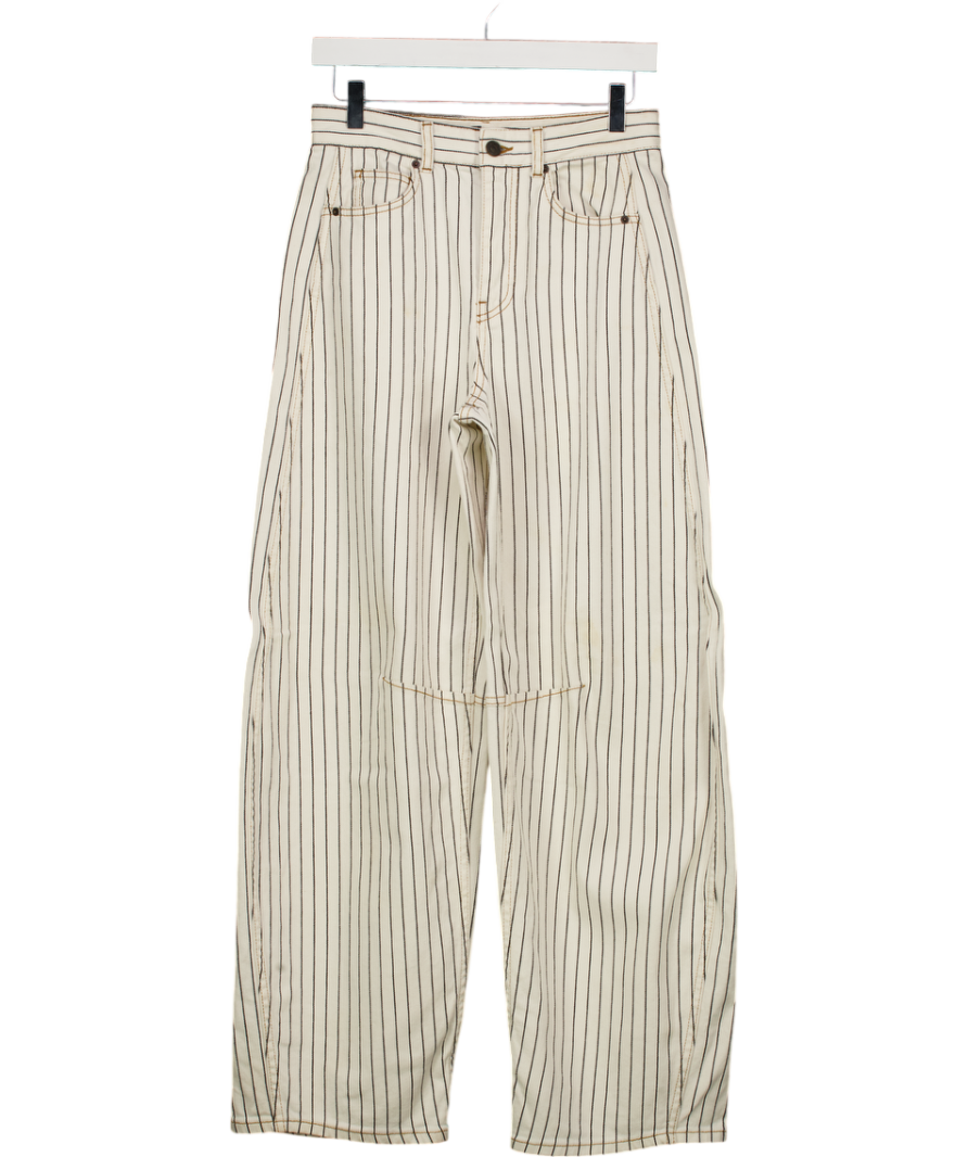 ME + EM Cream Extreme Tapered Jean Striped Italian Cotton Stretch W25