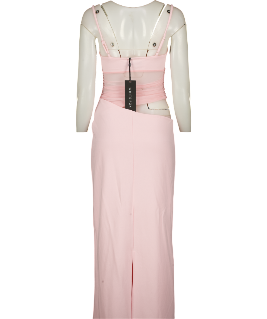 White Fox Call Me Up Maxi Dress Baby Pink UK M