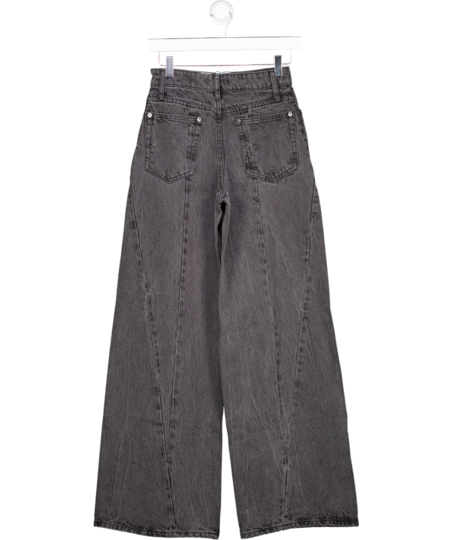 H&M Dark Grey High Waisted Seam Detail Jeans UK 4