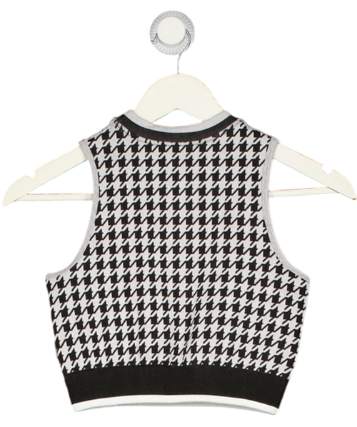 ASTORIA ACTIVEWEAR Black Seamless Knit Mockneck Top - Black/grey Houndstooth UK S