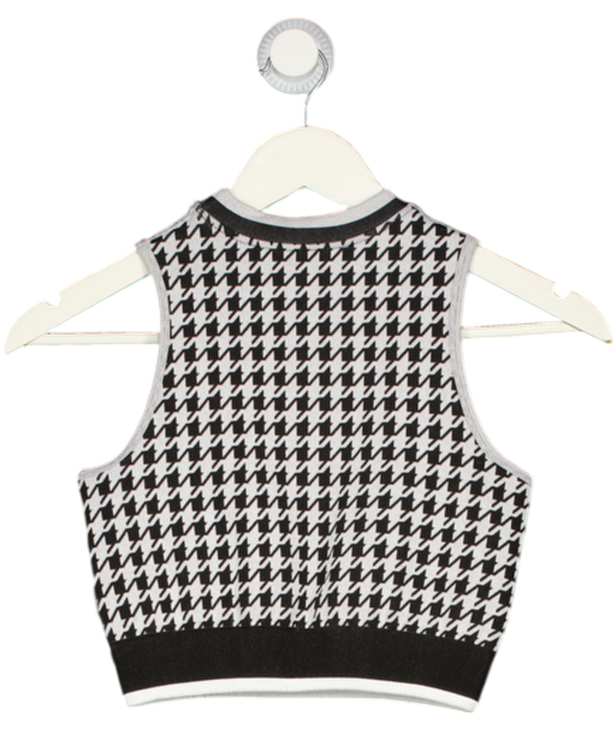 ASTORIA ACTIVEWEAR Black Seamless Knit Mockneck Top - Black/grey Houndstooth UK S