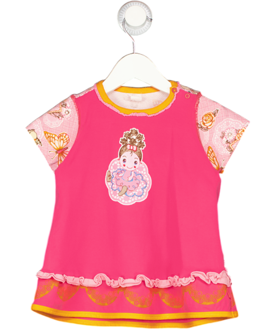 OILILLY Pink Dolly Print Short Sleeve Dress 6-9 Months