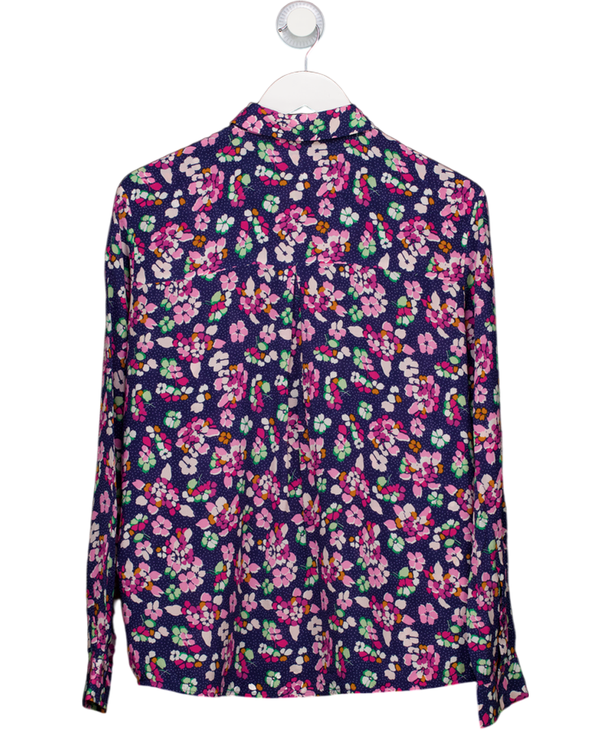 & Other Stories Blue Floral Print Silk Shirt UK 14