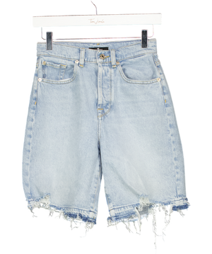 7 FOR ALL MANKIND Light Blue Denim High Waist Distressed Shorts W25