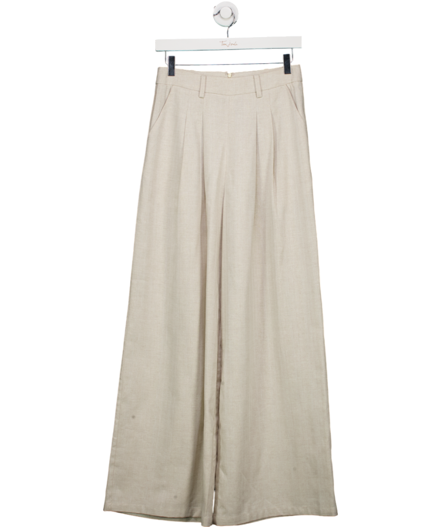 commense Cream Linen Blend Wide-leg Pants UK S