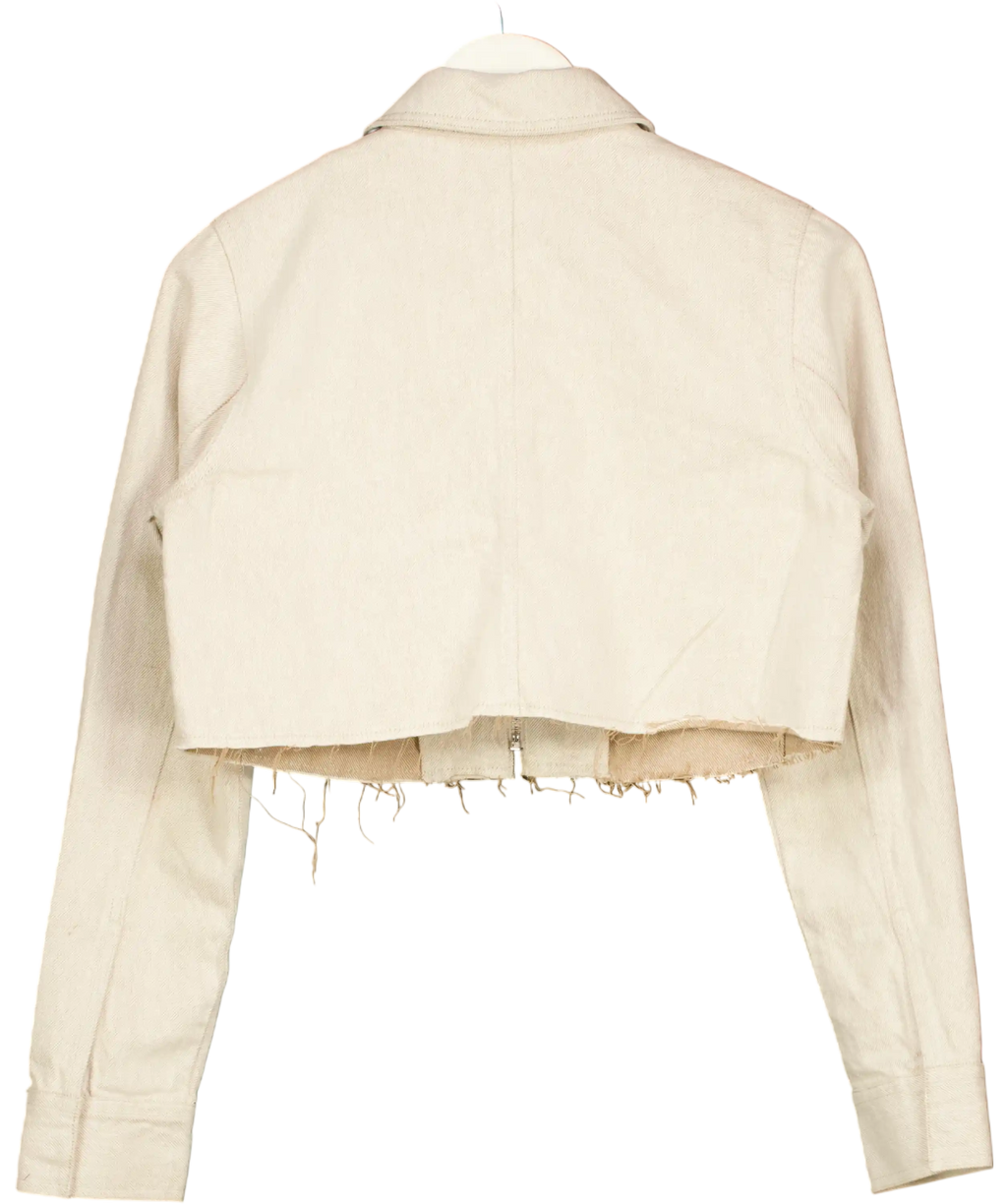 River Island Beige Cropped Jacket UK 4