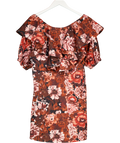 Damson Madder Rust Brown Goldie Frill Dress UK 16