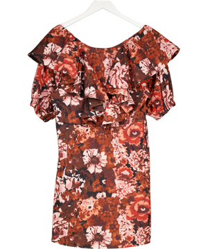 Damson Madder Rust Brown Goldie Frill Dress UK 16