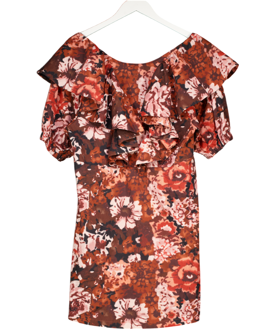 Damson Madder Rust Brown Goldie Frill Dress UK 16
