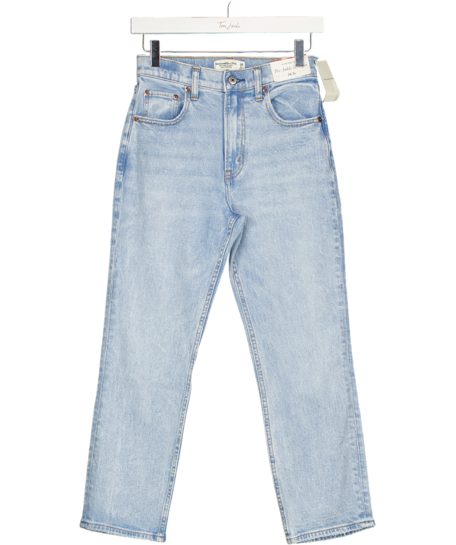 Abercrombie & Fitch Blue Ultra High Rise Ankle Straight Jean - Relaxed Fit Jeans W26