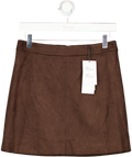 ginatricot Brown Faux Suede Mini Skirt UK 8