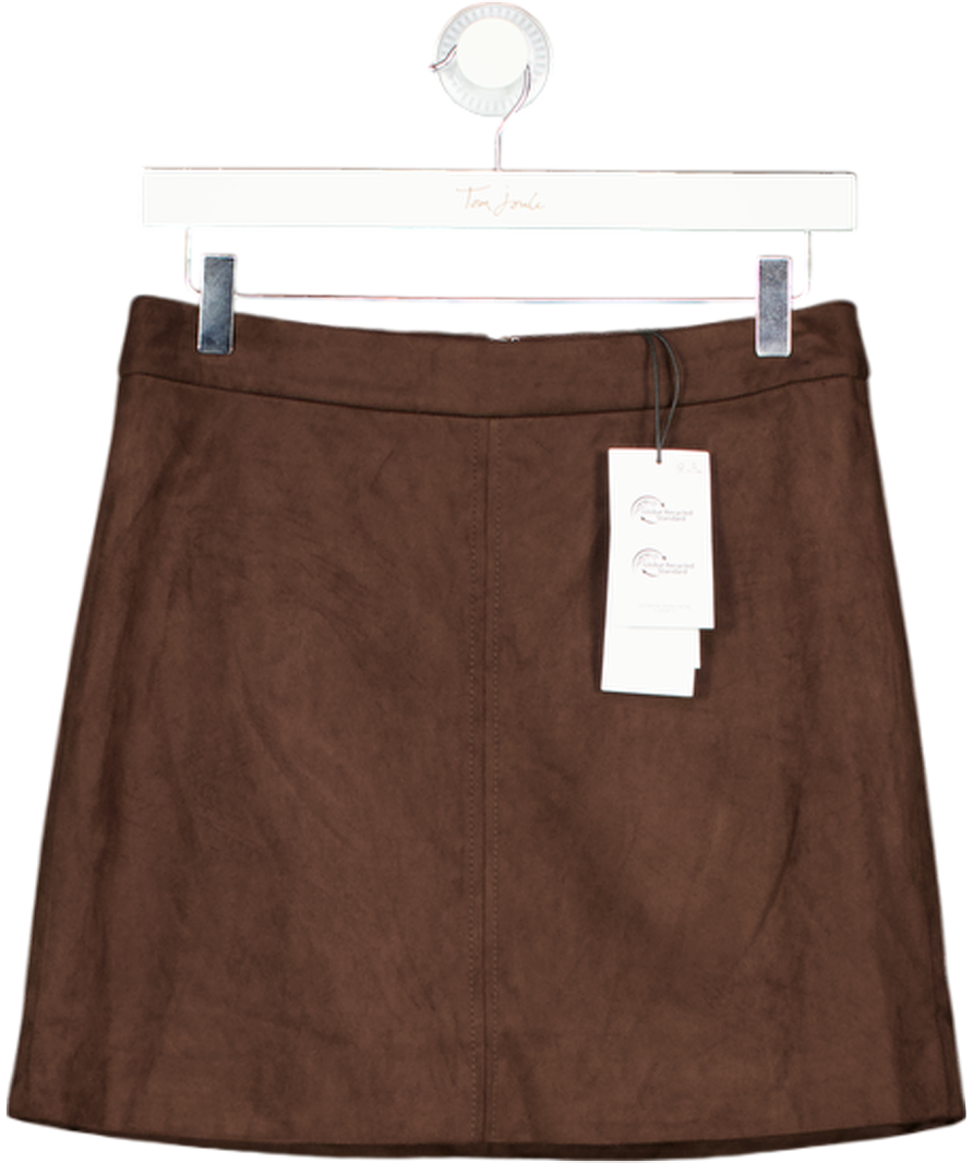 ginatricot Brown Faux Suede Mini Skirt UK 8