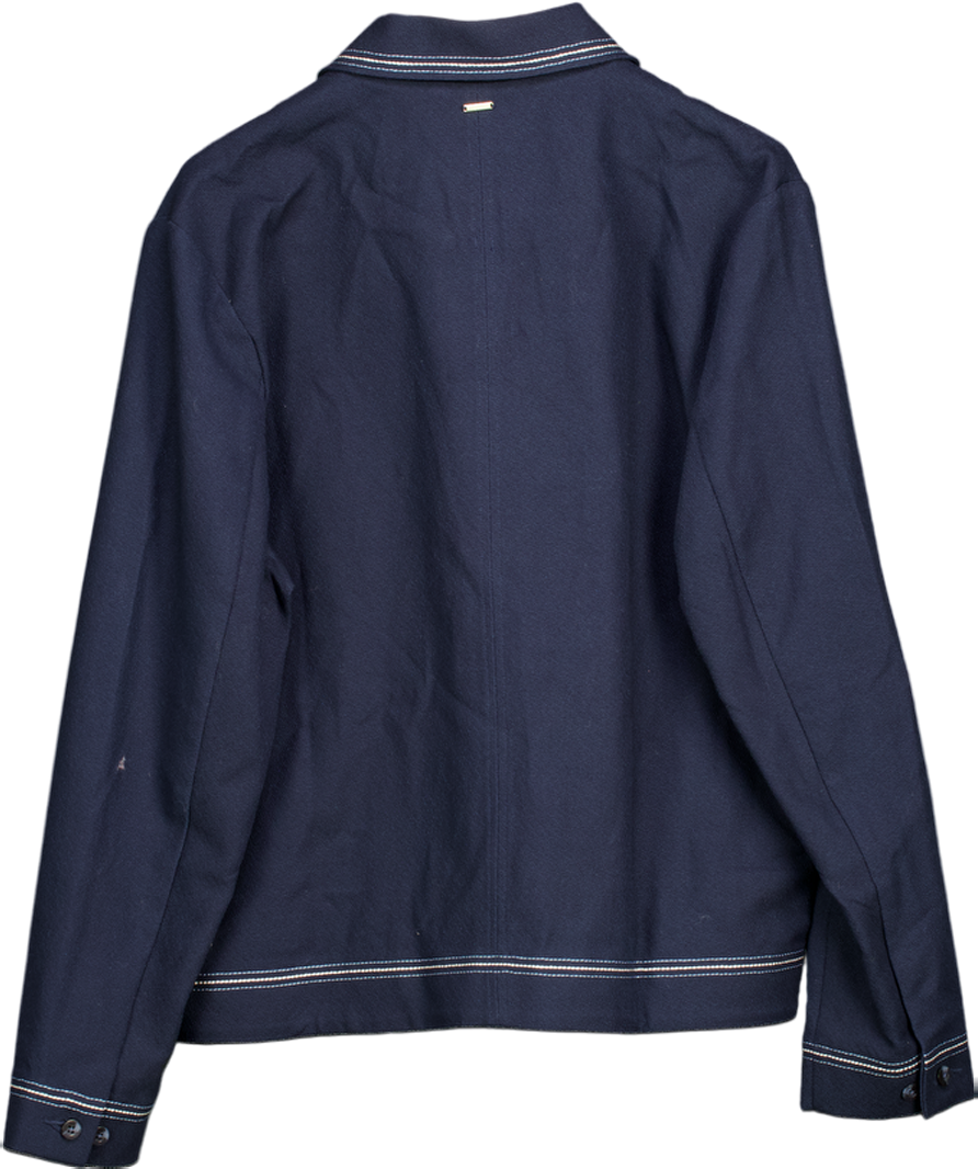Che Blue Relaxed Cotton Button Up Jacket UK L