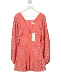 KEEPSAKE THE LABEL Coral Pink Polka Dot Volume Sleeve Dress UK 8