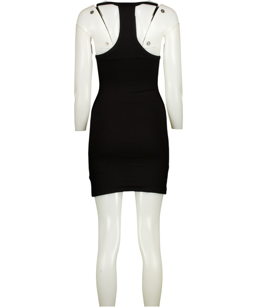 WHITE FOX Black Ribbed Racer Back Mini Dress UK S