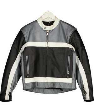 BRIXTON Black Vintage Black/white/grey Real Leather Jacket UK S