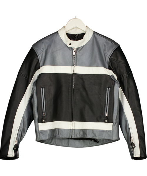 BRIXTON Black Vintage Black/white/grey Real Leather Jacket UK S