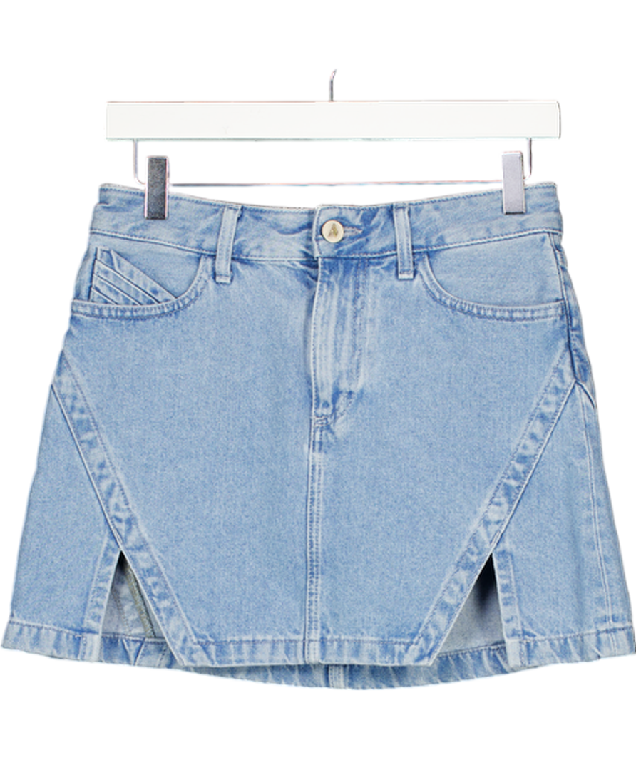 The Attico Blue Lula Distressed Denim Mini Skirt W26
