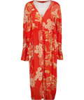 FREE PEOPLE Orange Mixed Print Twist Midi Dress UK S