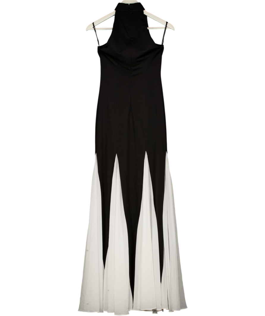 Litzy | Black High-Neck Maxi Dress With White Chiffon Trim