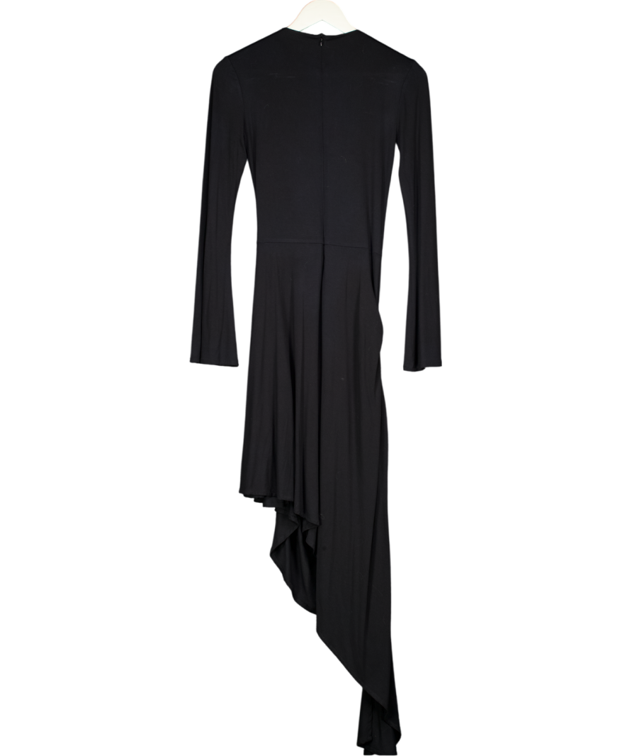 ROMANI BY HYAR JARRAR Black The Noa Bamboo Jersey Draped Midi Dress UK S