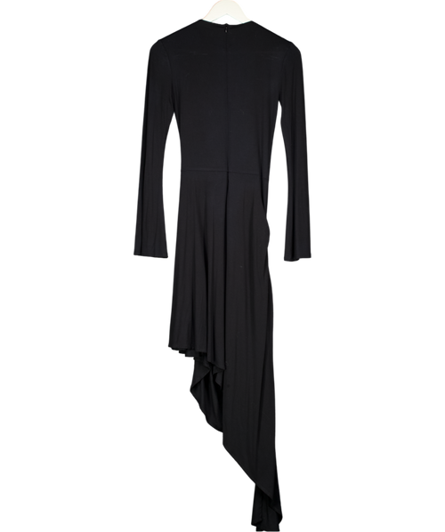 ROMANI BY HYAR JARRAR Black The Noa Bamboo Jersey Draped Midi Dress UK S