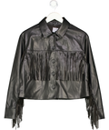 LEFTIES Black Faux Leather Fringed Jacket UK S