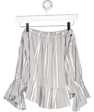 MISA Los Angeles White / Navy Striped Off The Shoulder Top UK XS