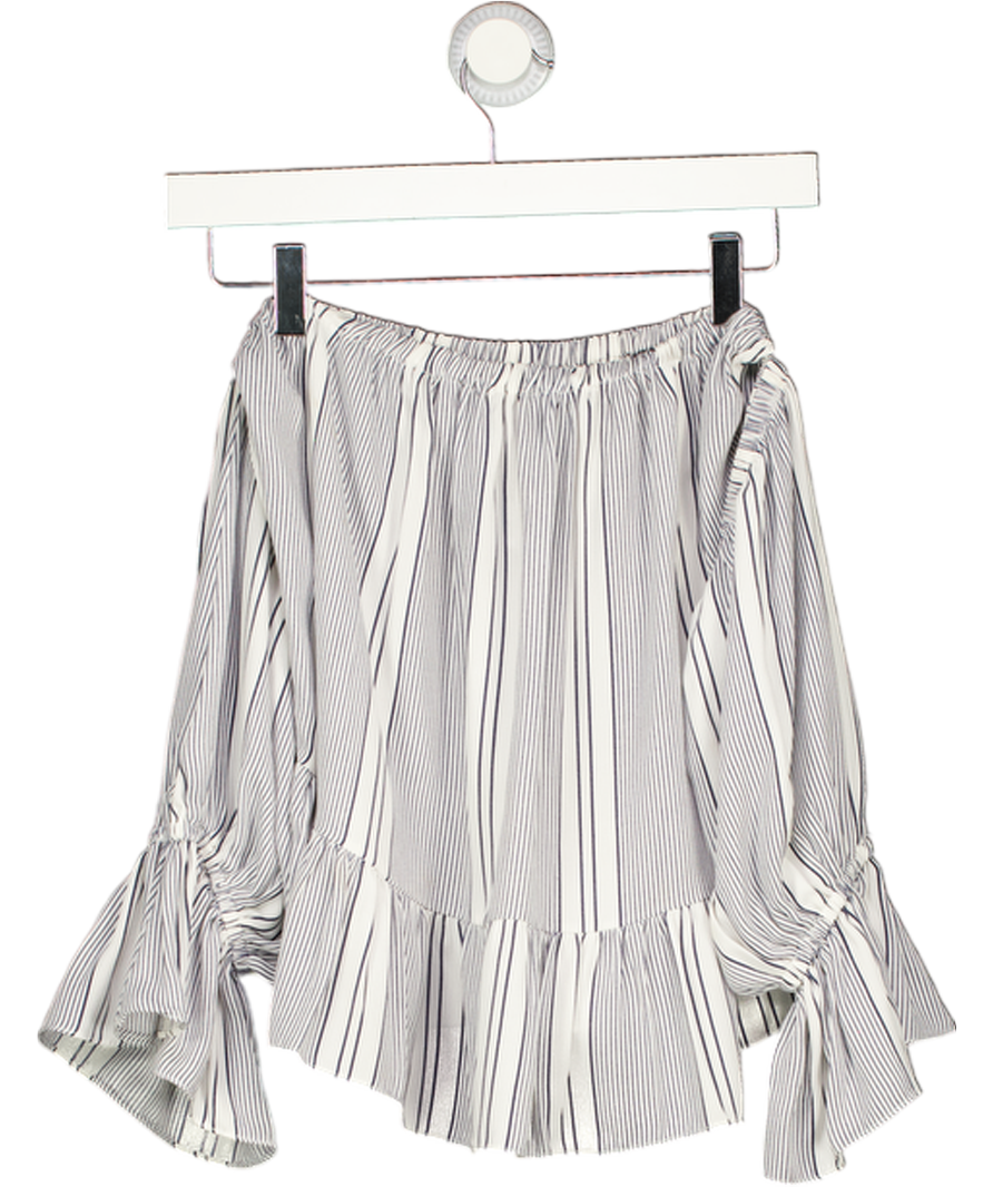 MISA Los Angeles White / Navy Striped Off The Shoulder Top UK XS
