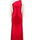 OH POLLY Adelina Asymmetric Tie-back Gown In Rose Red UK XS