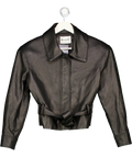 DE SAVARY LONDON Black Oversize Leather Belted Jacket UK XS