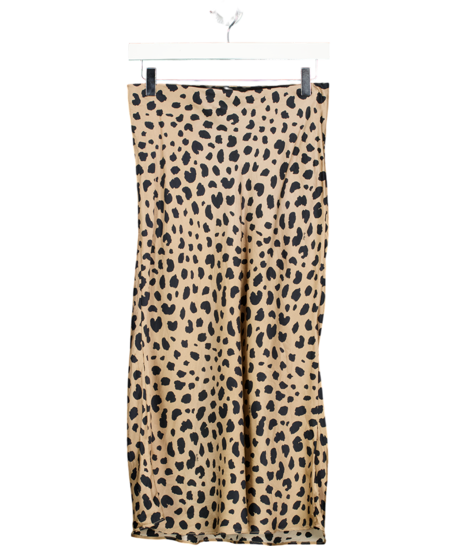 REALISATION Beige Leopard Silk Slip Skirt UK S/M