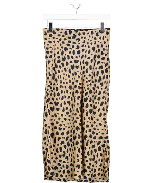 REALISATION Beige Leopard Silk Slip Skirt UK S/M