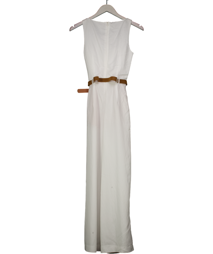 MANGO White Pleat Front Structured Jumpsuit With Belt UK XS
