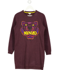 KENZO Plum Purple Tiger Logo Sweatshirt Dress UK M