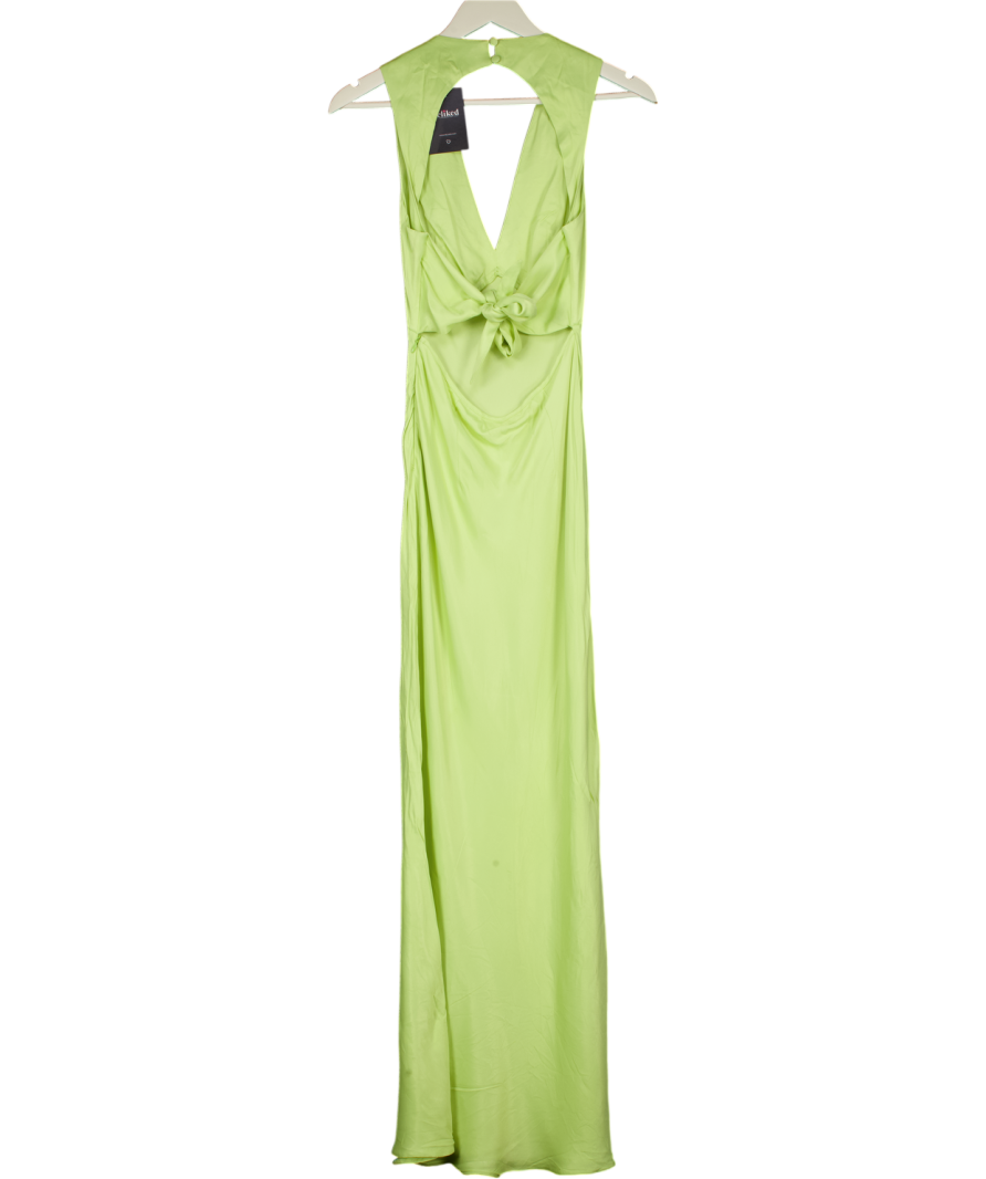 OMNES Satin Tie Back Dress In Green UK 8