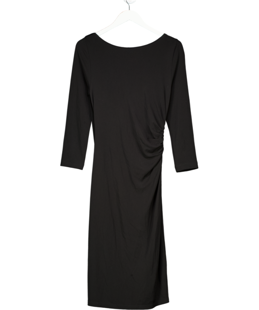 LK Bennett Black Jersey Long Sleeve V-back Midi Dress UK 10
