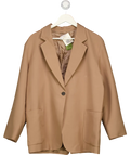 Lily Silk Beige Single Button Silk Wool Blazer UK M