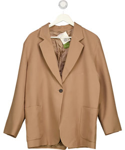 Lily Silk Beige Single Button Silk Wool Blazer UK M