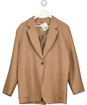 Lily Silk Beige Single Button Silk Wool Blazer UK M