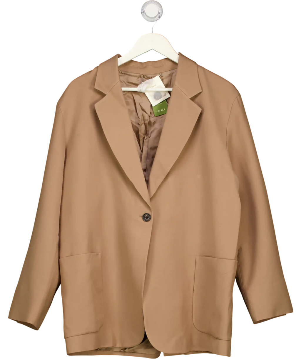 Lily Silk Beige Single Button Silk Wool Blazer UK M