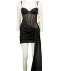 OH POLLY Norah Bandeau Lace-up Corset Mini Dress In Black UK 8