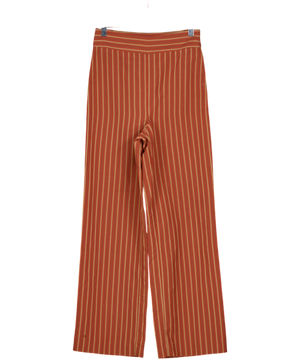 SEZANE Rust Brown Striped High Waist Cropped Jenson Trousers Fr34 UK 6