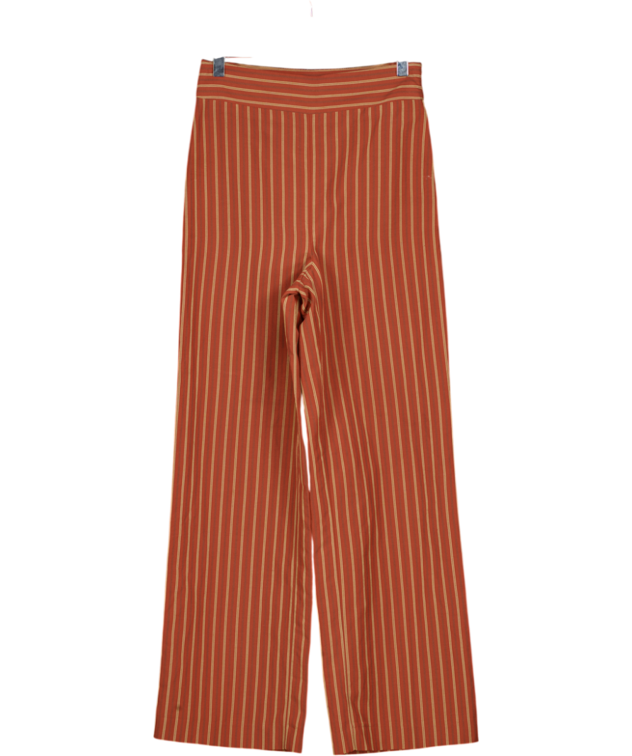 SEZANE Rust Brown Striped High Waist Cropped Jenson Trousers Fr34 UK 6