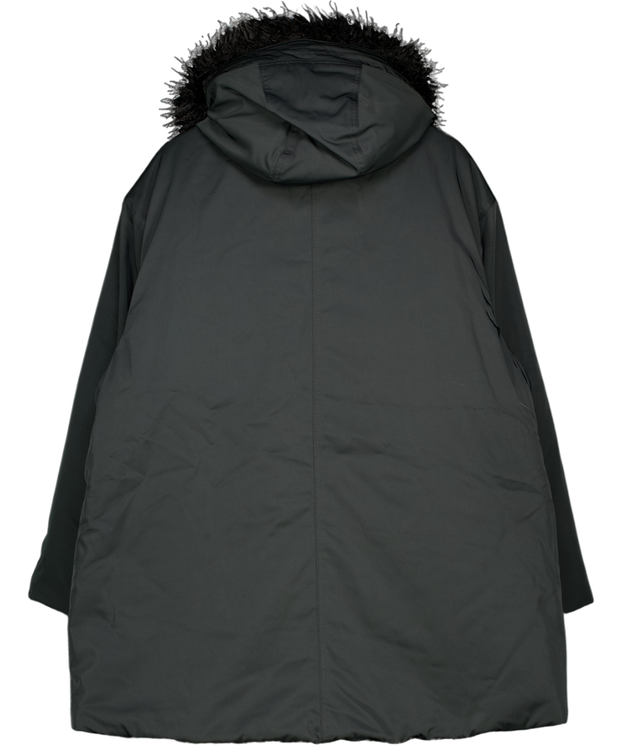 WEEKDAY Black Padded Bomber Parka With Faux Fur Trim UK L