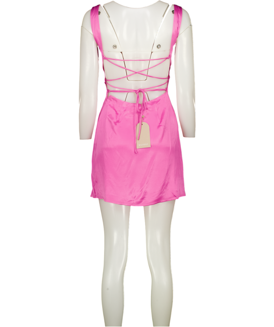 MESHKI Carina Tie Back Mini Slip Dress - Pink UK XXS
