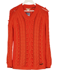 BURBERRY BRIT Orange Cotton Cashmere  Blend Bobble Knit Jumper UK M