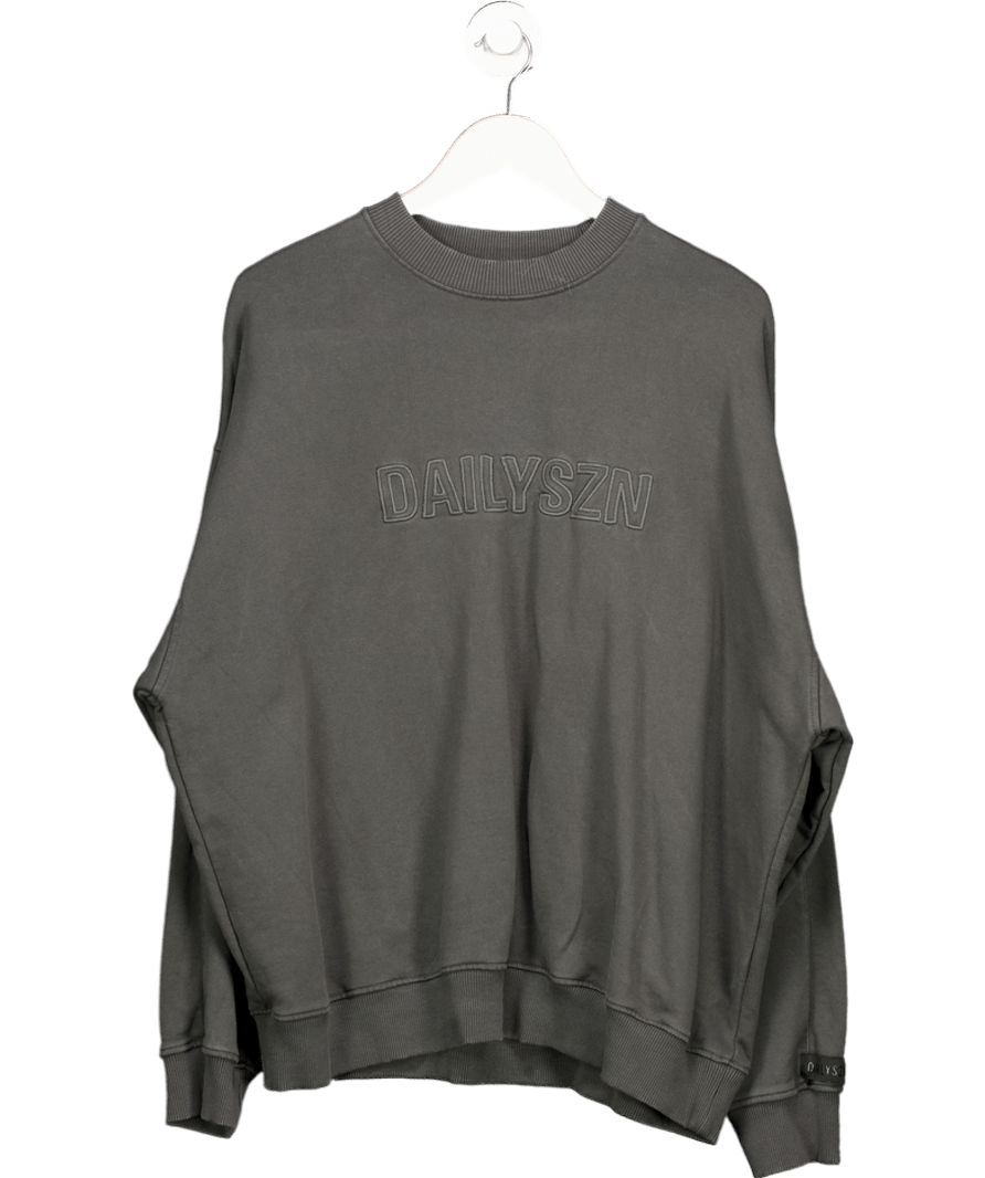 DAILYSZN Grey Wash Logo Sweatshirt UK L - Reliked