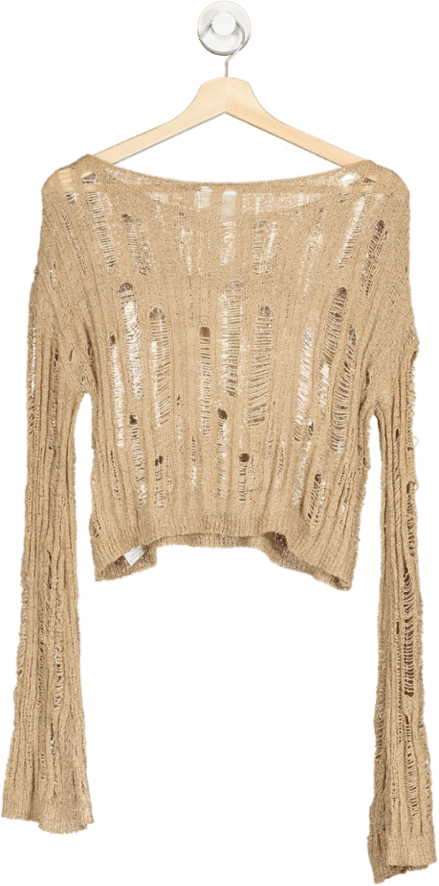 Daisy Street Beige Distressed Knit Sweater UK 12 - Reliked