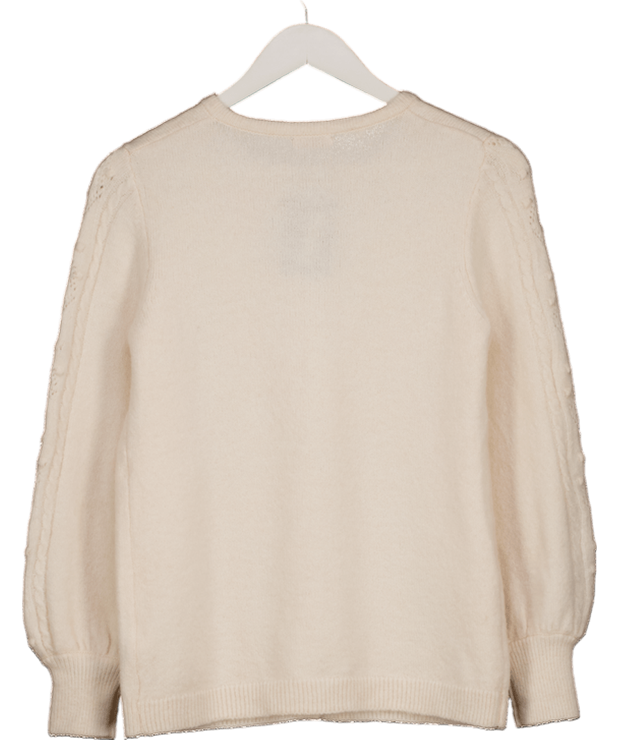 Damart Cream Super Soft Scalloped Edge Wool Blend Cardigan UK S/M - Reliked